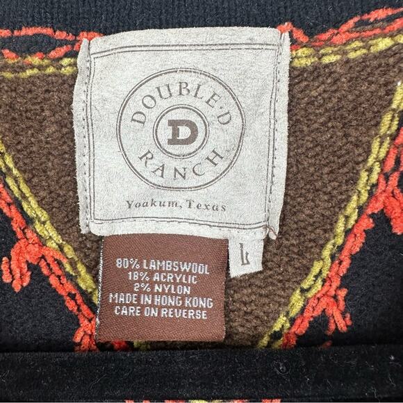 Double D Ranch Lambswool Duster Sweater Womens Large Black Southwestern Sweater - Picture 6 of 10